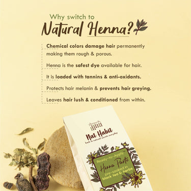 Nat Habit Ready-To-Apply Henna Paste & Pure Aloe Vera Gel The Ideal Combo For Conditioned Hair, Dandruff-Free, Healthy Scalp & Hair Fall with Rich Dark Brown Color (Combo Pack of 3)